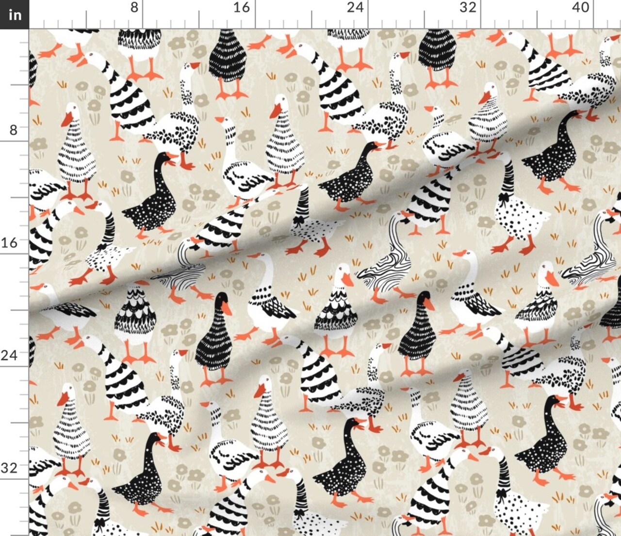Farm Animals Black And White Scandinavian Modern Animal Pets Farmhouse Custom Printed Fabric by Spoonflower Various Fabrics by the Yard or Fat Quarter